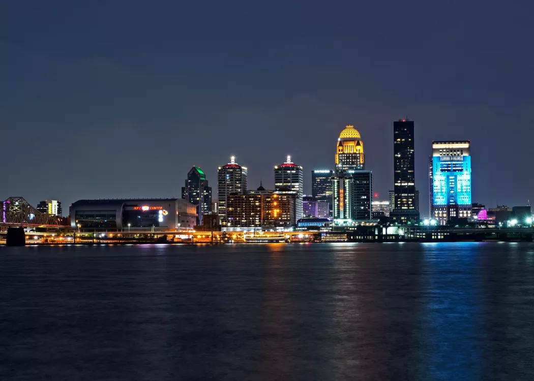 View of the downtown Louisville skyline and riverfront